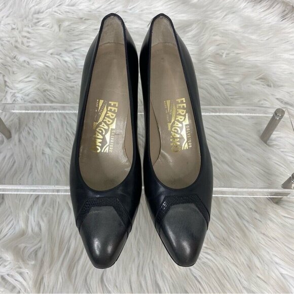 Salvatore Ferragamo Women’s Minimalist Color-Block Designer Leather Pump US 6.5B - Picture 4 of 15